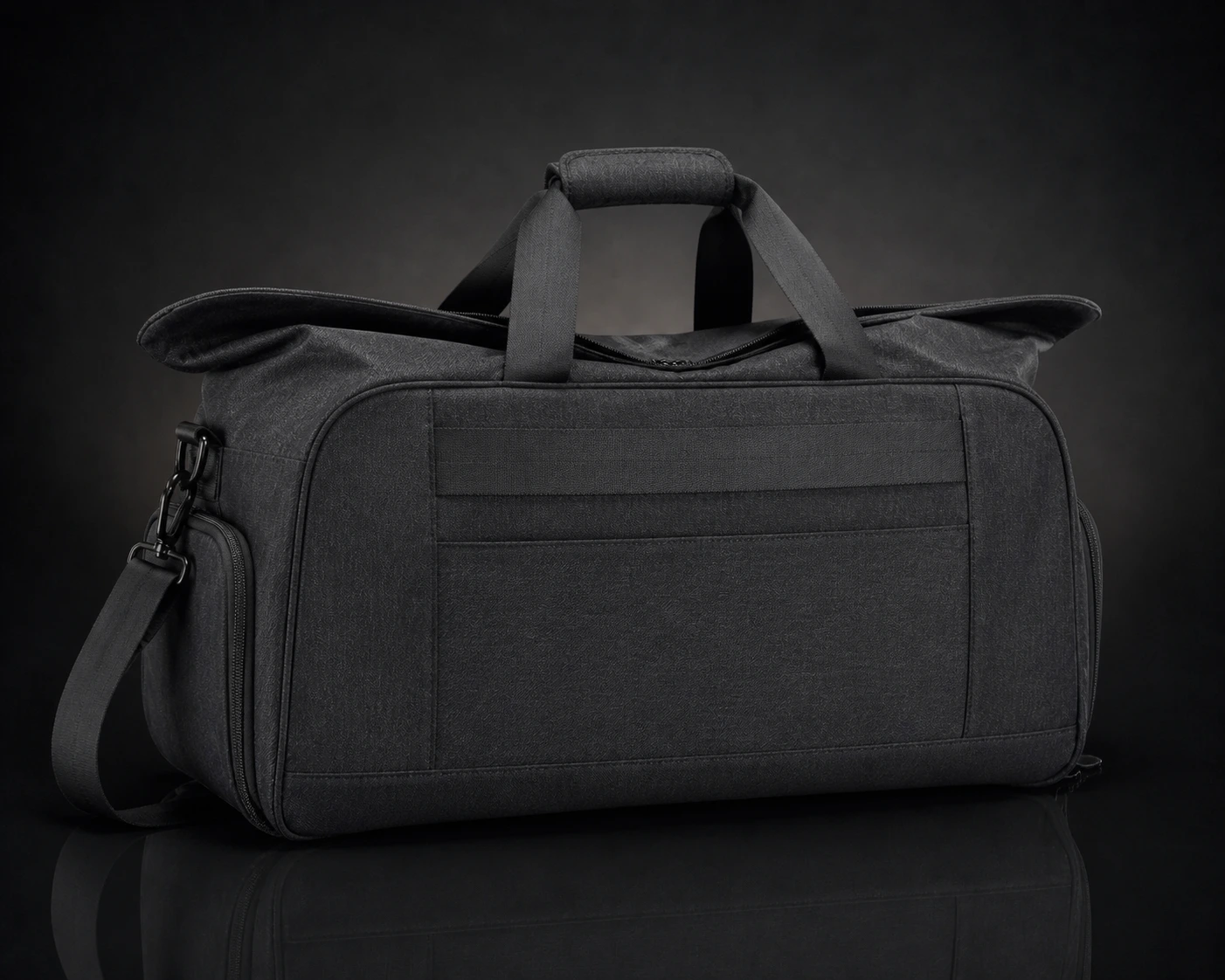 Foldable travel storage bag, rear view