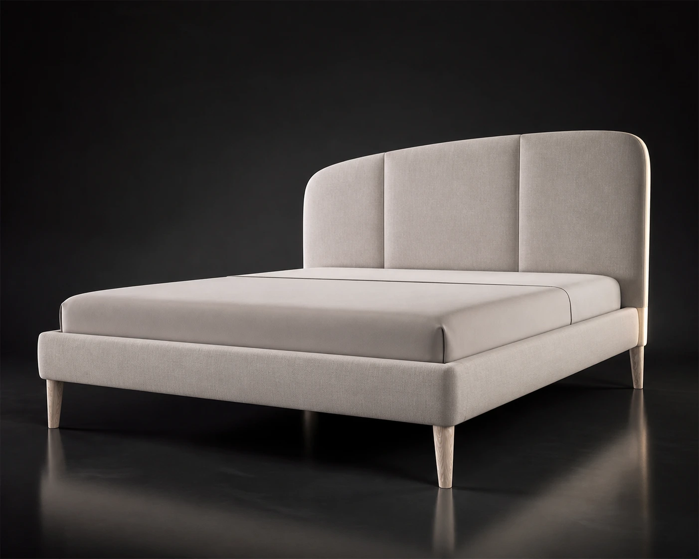 Source Canton visualisation of Upholstered bed with white-ash legs.