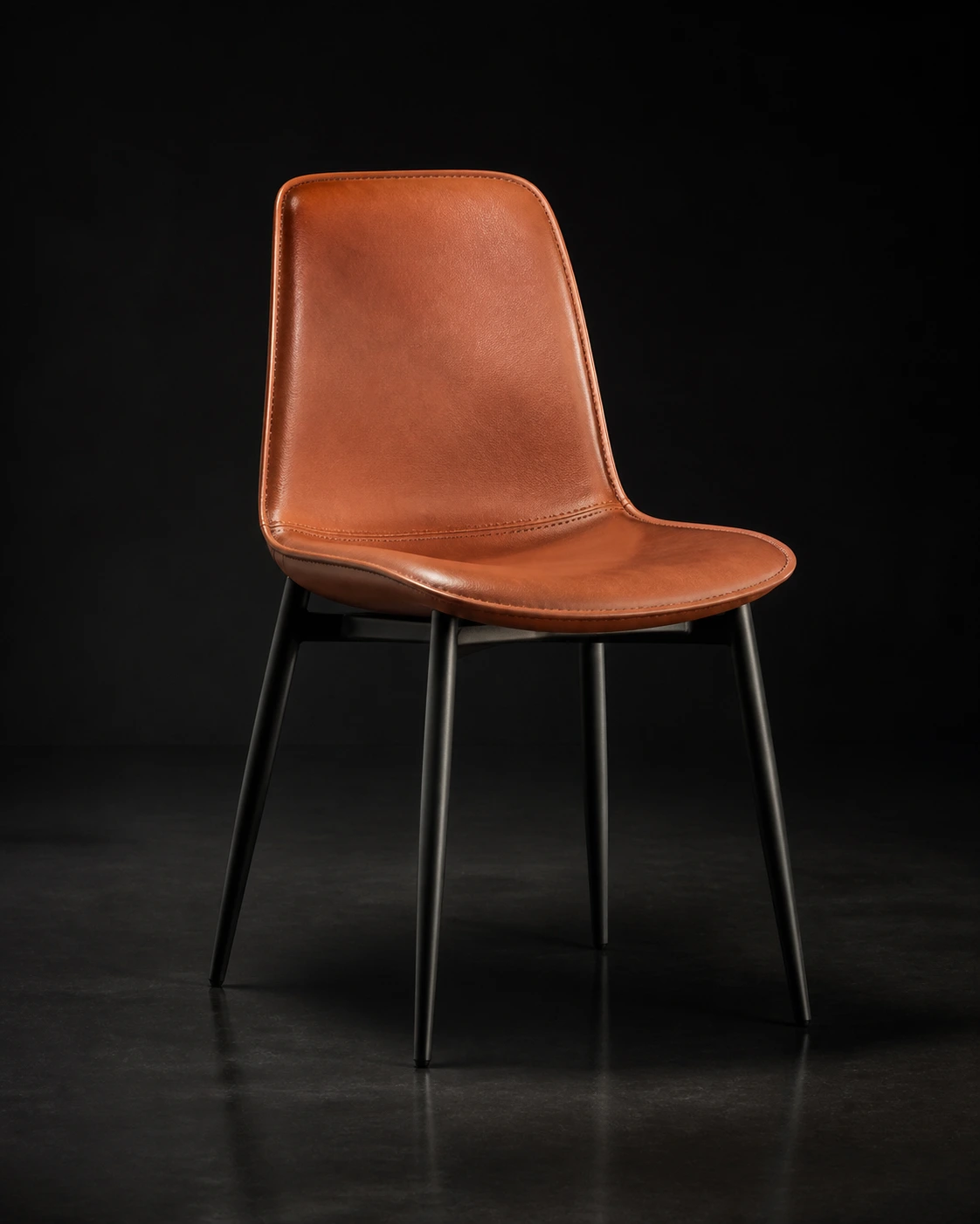 Source Canton visualisation of Contoured saddle-leather dining chair.