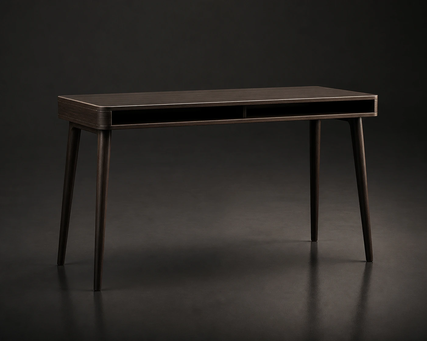 Source Canton visualisation of Compact smoky-wood-veneer office desk.