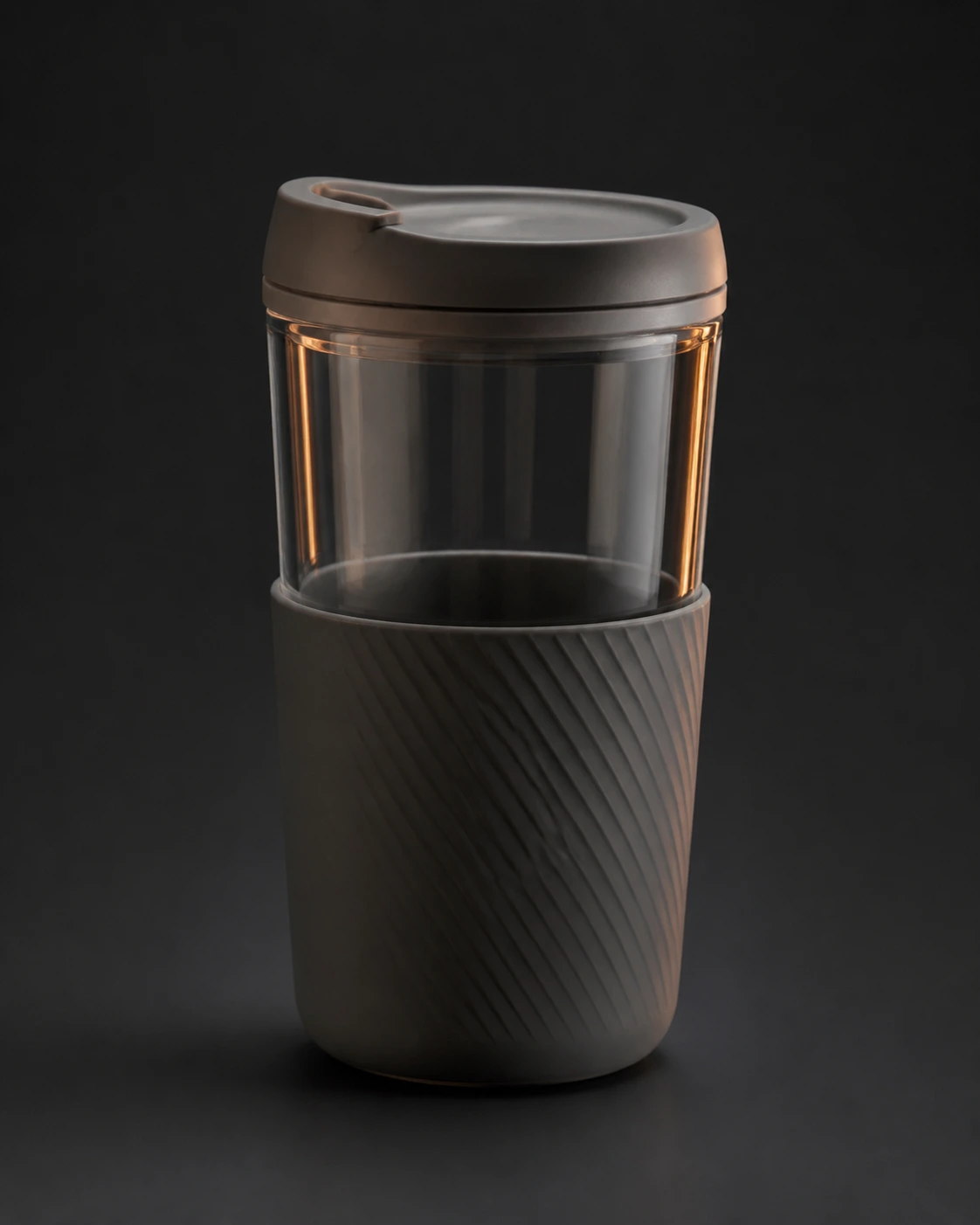 Source Canton visualisation of Glass travel cup with silicone sleeve.