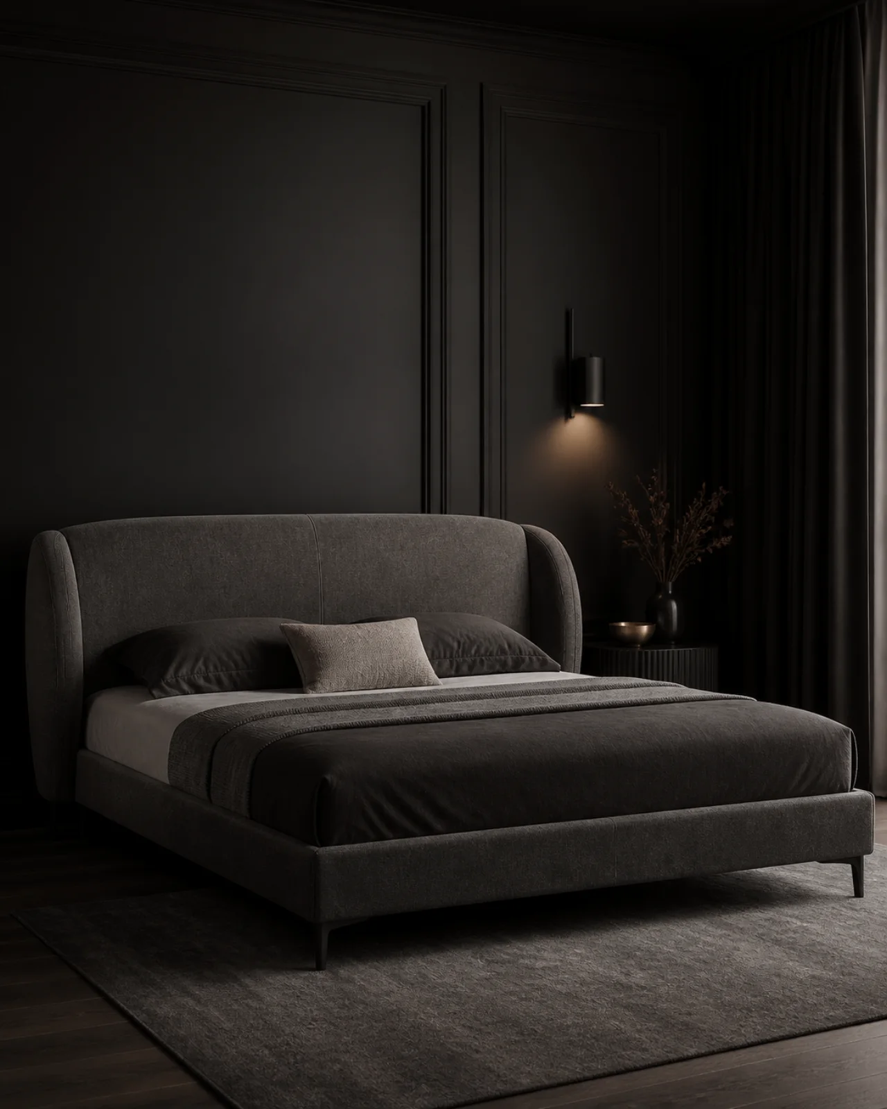 Source Canton visualisation of Upholstered bed with metal legs.